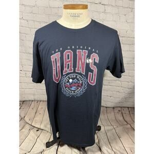 Vans Off The Wall Navy Blue Short Sleeve Tshirt New Size Large Cotton